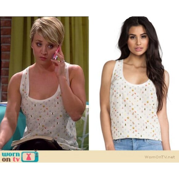 WornOnTV: The Big Bang Theory Joie Rain Mini Bugs Printed Tank in New Moon - Picture 2 of 14